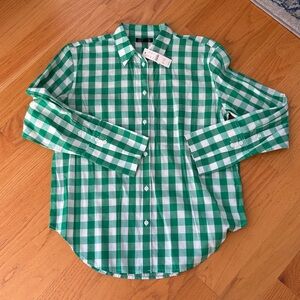 J.CREW Garçon cotton voile shirt green gingham Size 8 NWT BR574